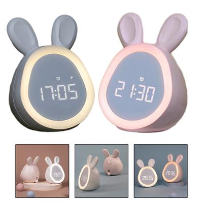 Kid Rabbit Alarm Clock With Night Light Stepless Dimming Led Digital Alarm Clock