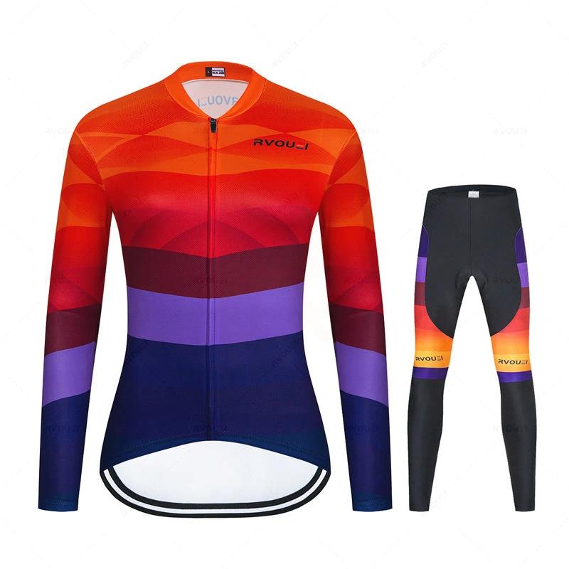 Cycling Clothing Women Long Sleeve Jersey Suit Outdoor Riding Bike MTB Cycling Jersey Bib Pants Set 2026 Autumn Breathable Cycling Suit Set