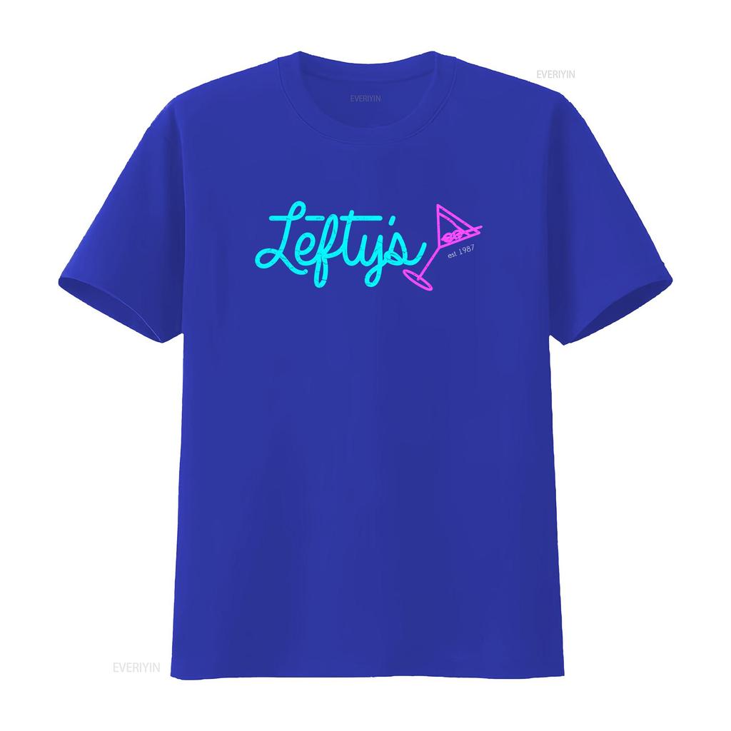 Leftys Bar T Shirt Logo Leisure Symbol Suit Sign Game Larry Games Gaming 1987 Est vintage Washed Soft streetwear Slightly