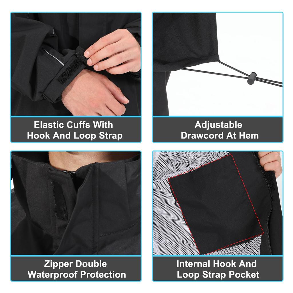 Burjosy Rain Suit and with Storage Perfect for Rainy Season Activities Like and Camping Men's Set, Waterproof, Windproof, Reflective, Breathable,