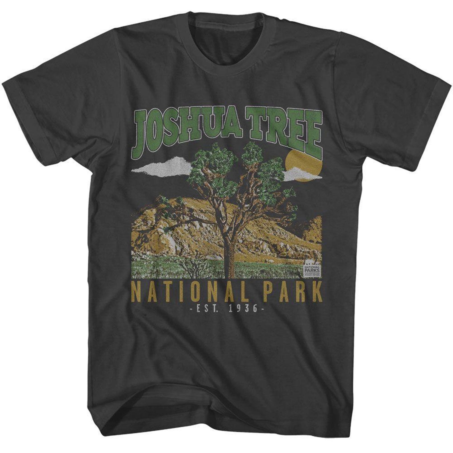 National Parks Joshua Tree Est 1936 Smoke Adult T-Shirt S