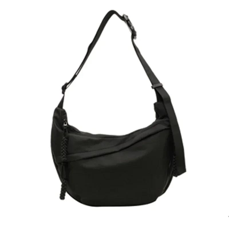 Geantă crossbody casual cu fermoar pentru femei, geantă monocromatică din nailon, modă nouă, calitate înaltă