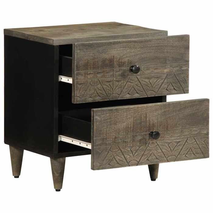 VidaXL Tables chevet 2 pcs gris clair 40x33x46 cm bois manguier solide, armoire de lit, meuble de chambre à coucher, table 4017791