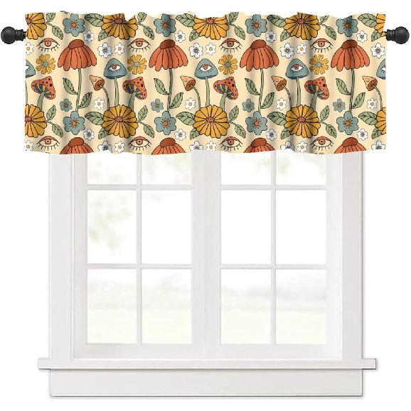 Rustic Cabin Kitchen Valances Curtain,Vintage Country Farmhouse Bear Moose Deer Rod Pocket Small Valance Treatments for Living Room Bedroom