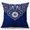 Traditional Delft Navy Blue Toile Floral Pattern Elegant Royal Luxury Home Decoration Cotton Linen Sofa Pillowcase Cushion Cover