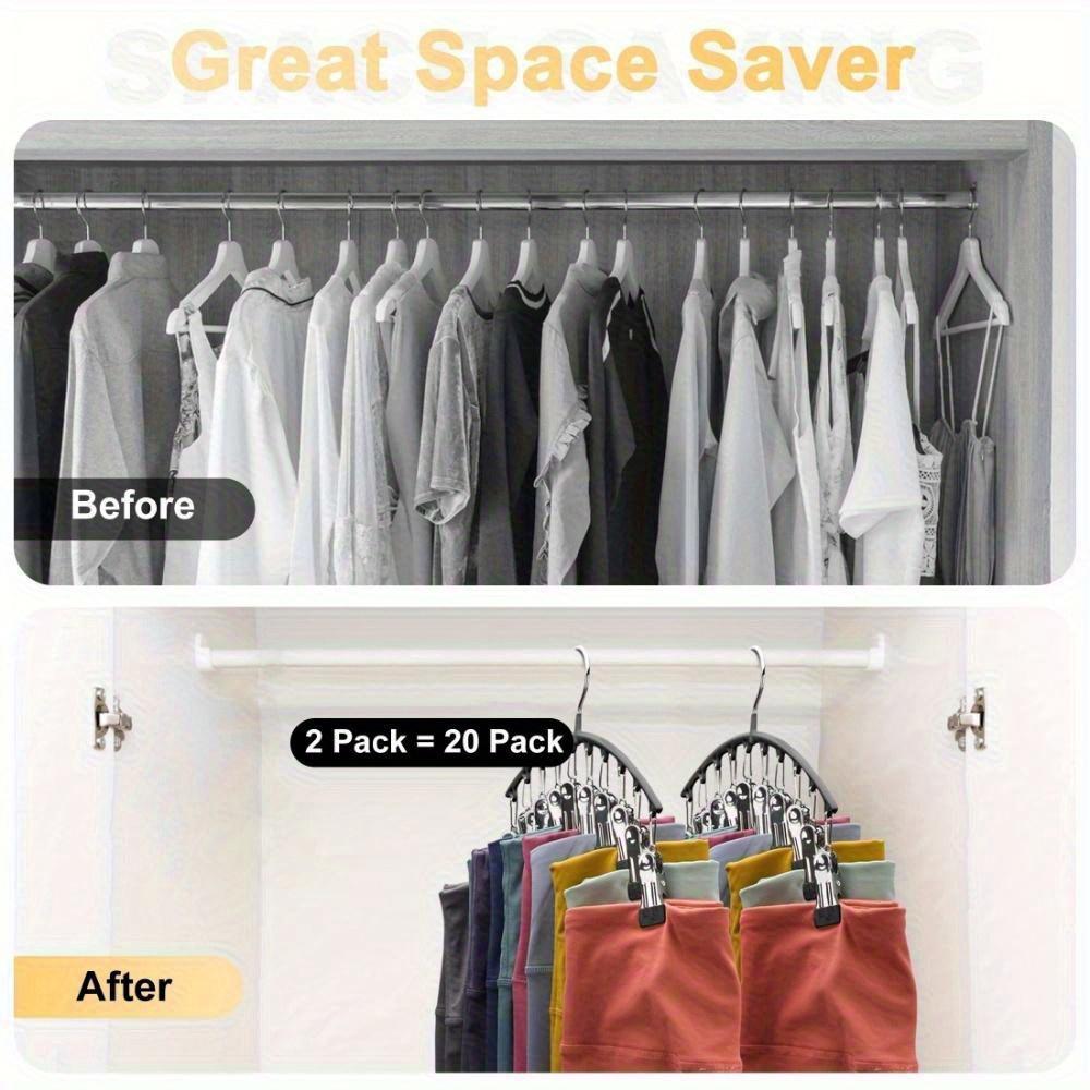1 Stainless Steel Clothes Rack with 10 Clips for Drying Bottoms, Socks, Scarves and Belts for Home Organization for Bathroom, Bedroom, Wardrobe