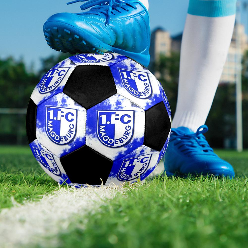 FC Magdeburg Indoor Soccer Ball Colorful Machine Stitched PVC Size 5 Team Training Competition Ready Durable High-Bounce Cool Sports Gift