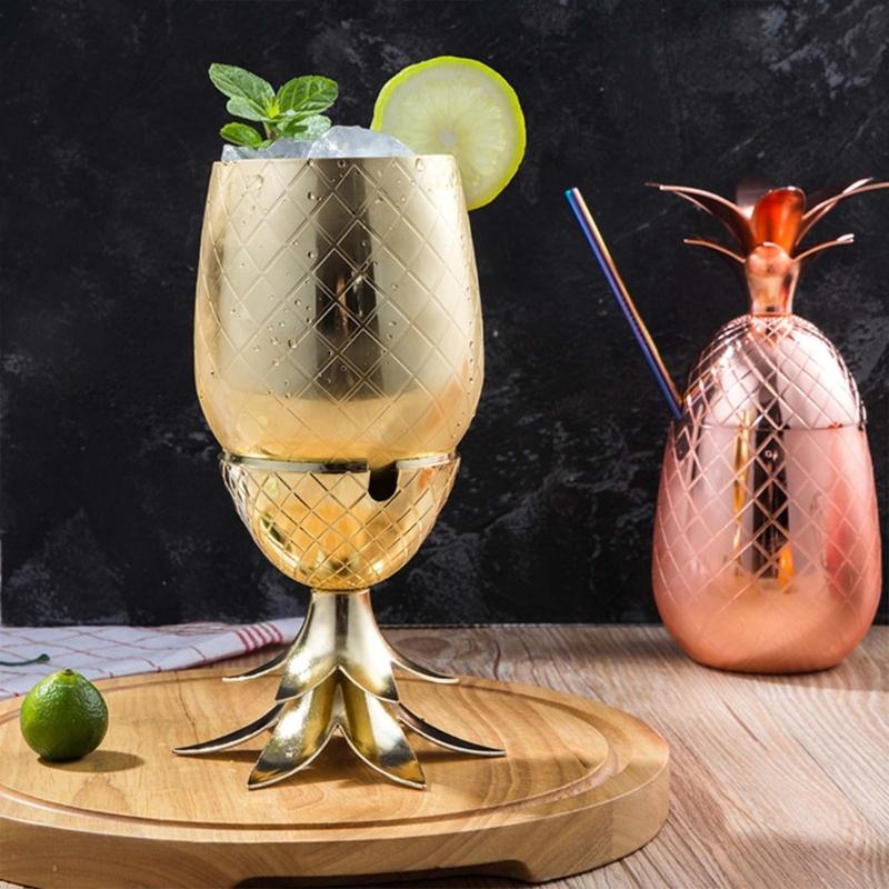 Ananasový tvar koktejlové sklenice Koktejlové sklo Materiál nerezová ocel Barové doplňky Pítka Sklenice na víno pro bar