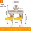 Telu Copper Gas Pipe Tee Valve, Y-Type 4-Point Ball Valve, One-in-Two Natural Gas Switch