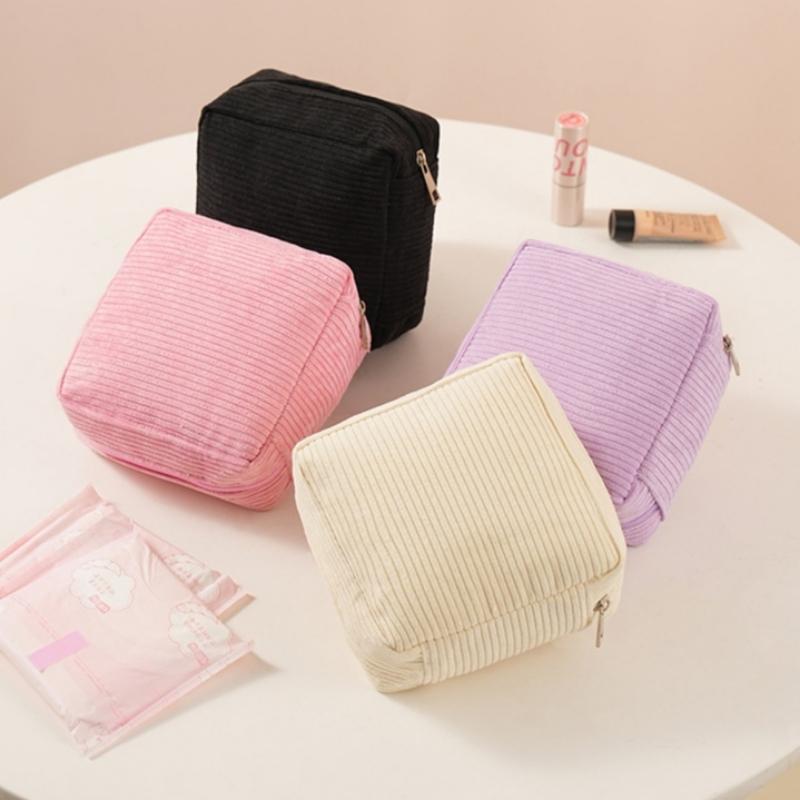 Porte-serviettes hygiéniques Sac de rangement de voyage avec fermeture éclair Pochette compacte Discrète pour femmes Organisateur de produits d'hygiène féminine Étui portable Réutilisable