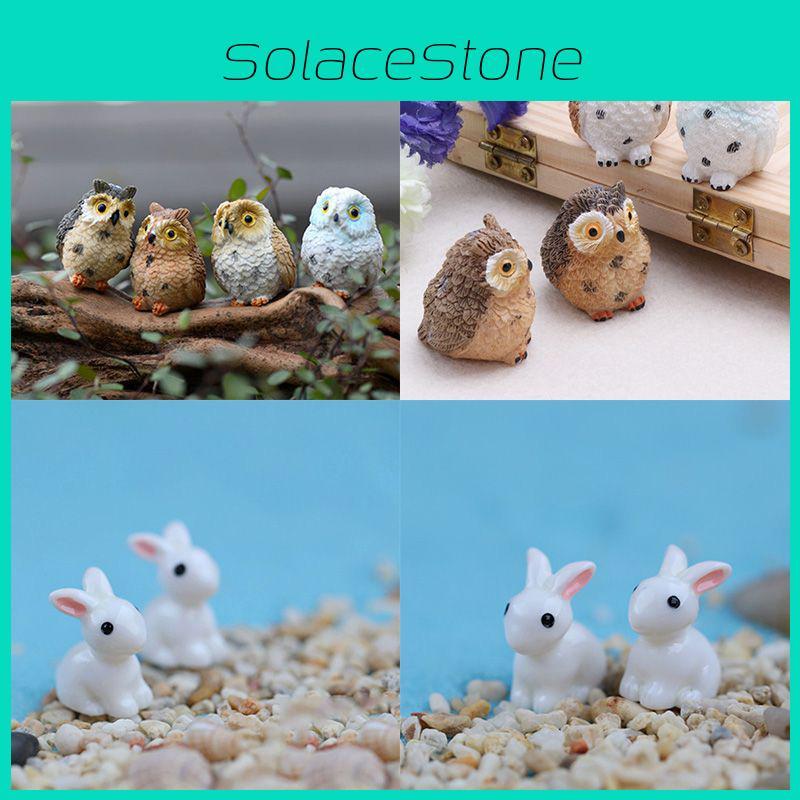 Enchanting Mini Rabbit Owl Ornament Set For Whimsical Garden Decor And Crafts