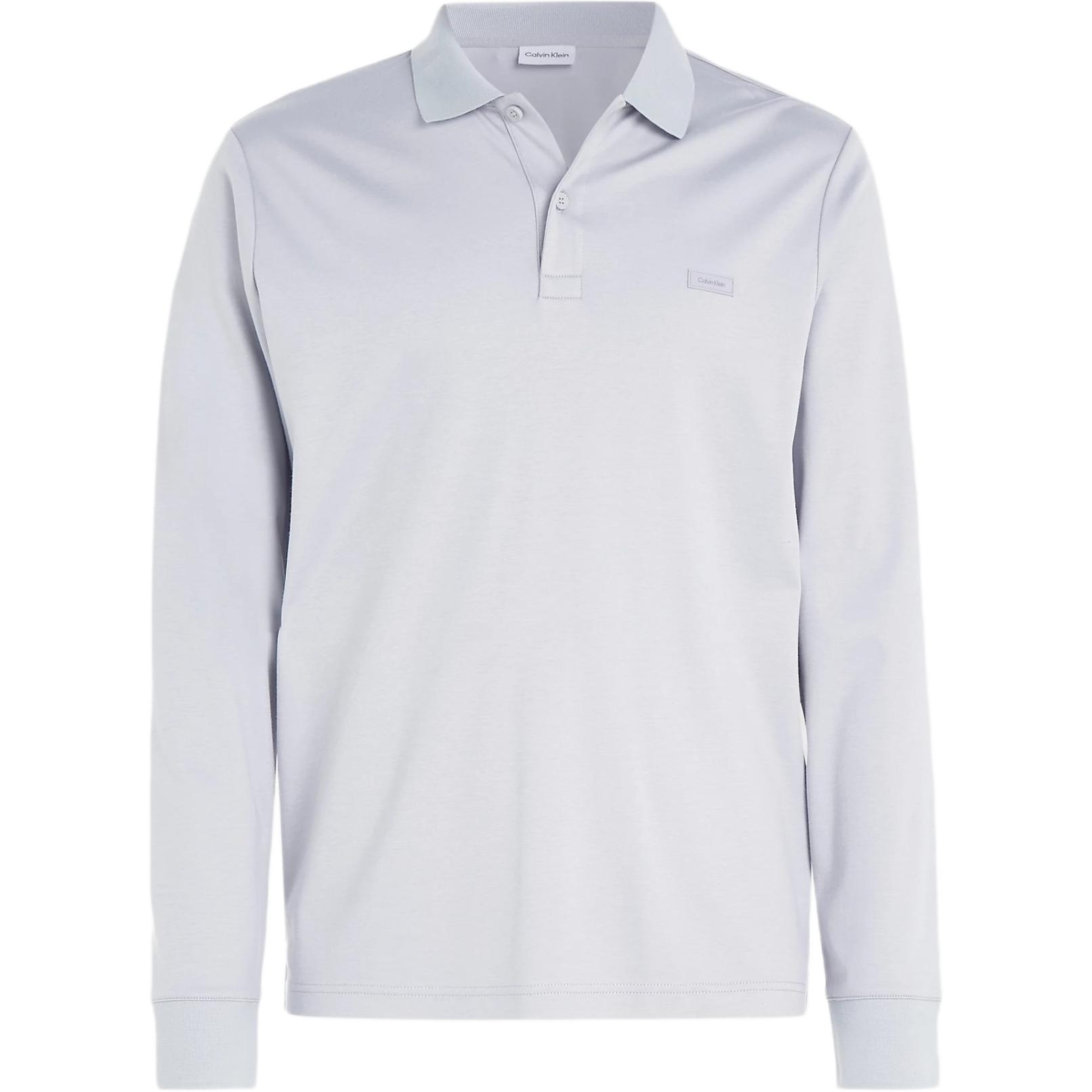 

Calvin Klein Slim Fit Minimalist Letter Logo Long Sleeve Polo Shirt Men tops Silver K10K112750-P8N S