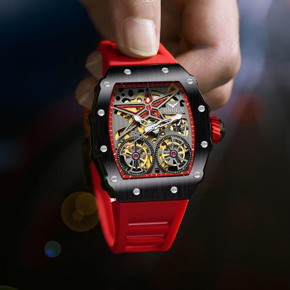 ONOLA New Fashion Mechanical Watch Flywheel Hollow Automatic Mechanical Men's Waterproof Watch