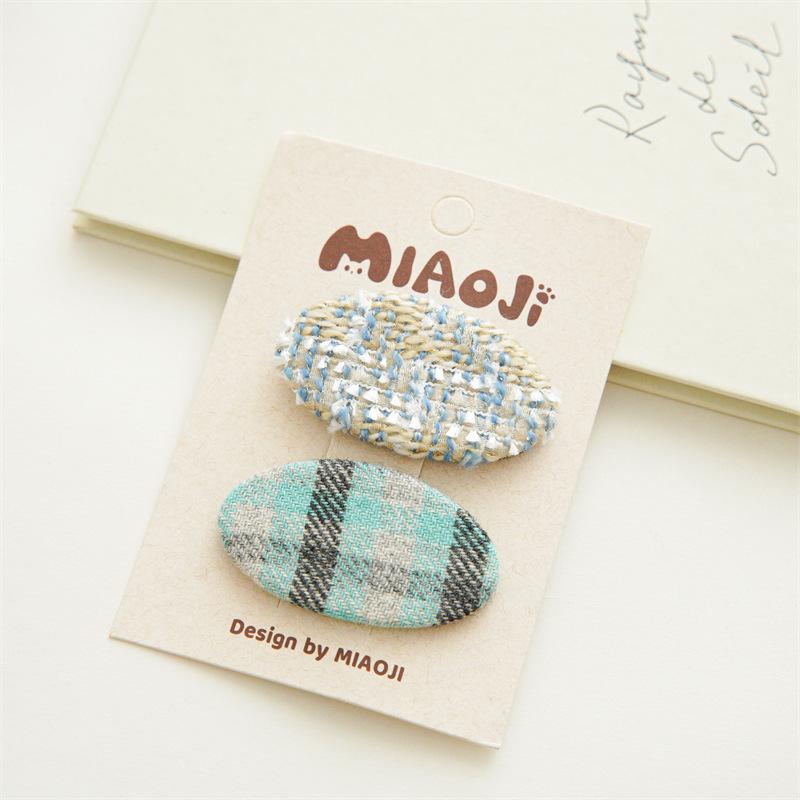 2PCS/Set Vintage Plaid Hair Clips Cute Geometric Knit Fabric Hairpins Barrettes Hair Accessories For Women Girls Baby Hair Clamp