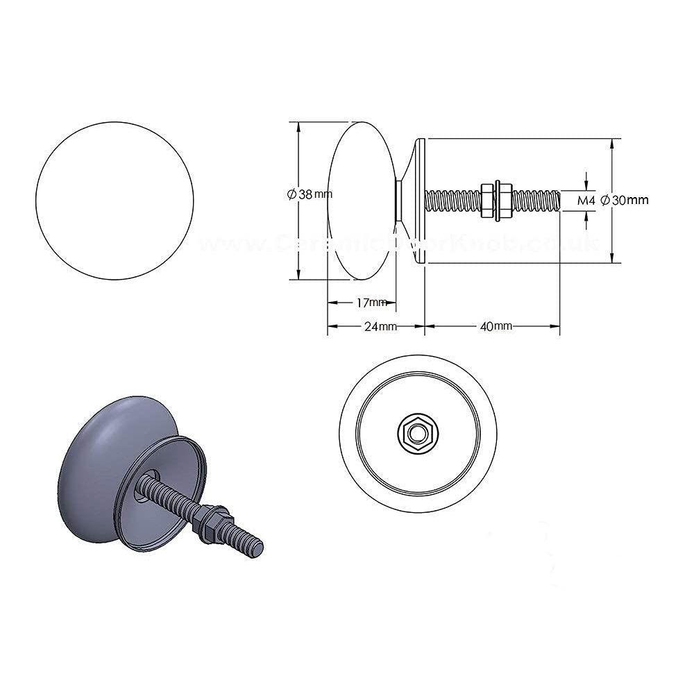 Ceramic Knobs World Door knobs for Drawers Vintage Handmade Blue Mandala Cabinet Handle for Kitchen Wardrobe Furniture (Grey, Pack of 25)