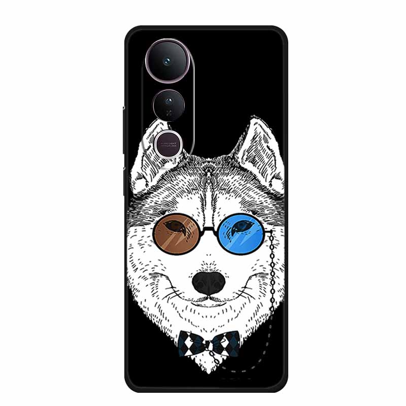 For Vivo V50 Lite Phone Case V 50 lite Coque Cute Cartoon Black Silicone Soft Back Cover For Vivo V50 Lite 5G 4G Case V50lite