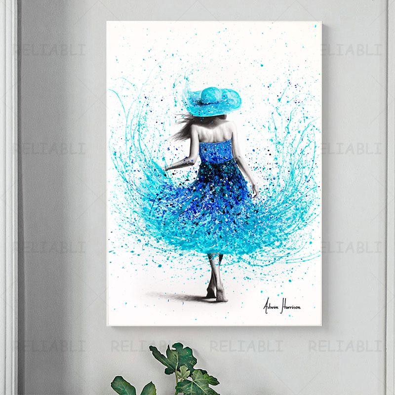 Abstract Dancing Girl Dance Woman Canvas Painting Watercolor Skirt Wall Art Sexy Portrait For Living Room Home Decor Cuadros