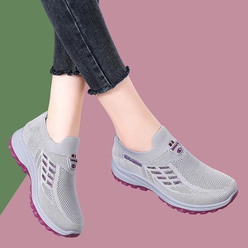 Wygodne Antypoślizgowe Buty do Chodzenia dla Kobiet w Średnim Wieku - Miękka Podeszwa dla Podróży Bez Zmęczenia, Czarne Casualowe Sneakersy