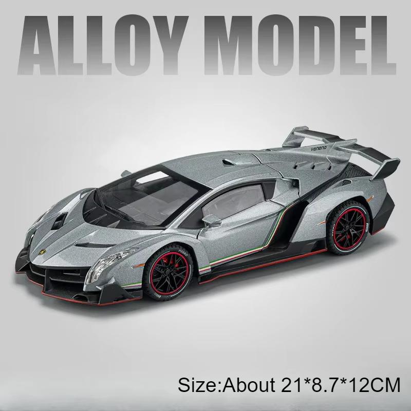 1:24 Lambor Countach LPI800-4 Veneno Toy Car Model Sound Light Pull Back Lift Tail Wing Miniature Vehicles Kids Souvenir Gifts