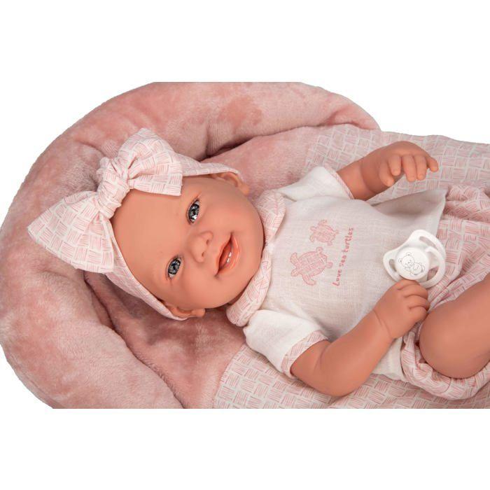 Poupée Elegance 42 cm - Arias - Vinyle - Ensemble rose et blanc - Bandeau assorti - Coussin assorti - Tétine incluse