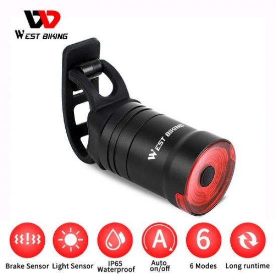 WEST BIKING Smart Bicycle Rear Tail Light USB Rechargeable Brake Sensing Light