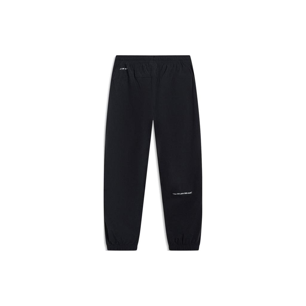 Li-Ning Wade Series Logo Print Mid-Waist Ice-Sense Knit Sports Pants Men Bottoms Black AYKT501-1