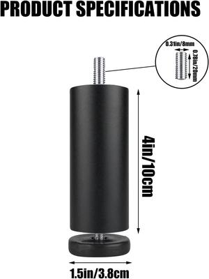 4 Inch Aluminum Adjustable Furniture Legs M8 Thread Replacement Sofa/Table Legs