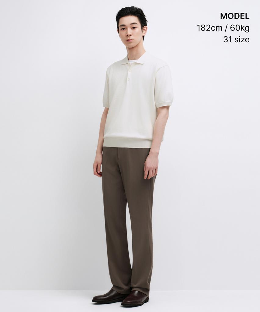 MUSINSA STANDARD Semi-Wide Hidden Banding Slacks [Light Brown]