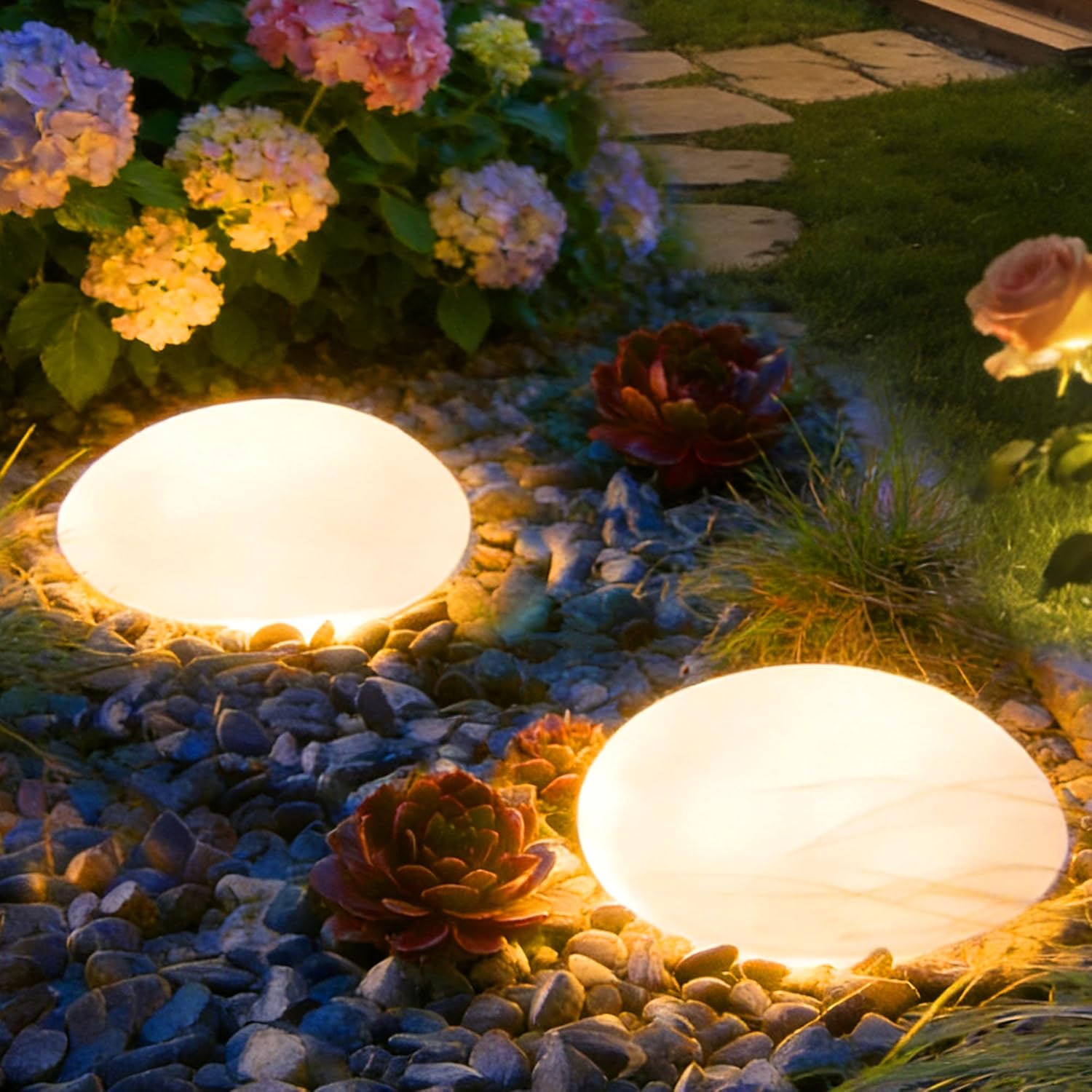 Solar Powered Rock Lights Outdoor Solar Landscape Outdoor Waterproof,Solar Decorative Lighting for Patio Pathway Flower Bed Garden Decoration теплый белый