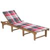 Foldable Chaise Longue In Solid Acacia Wood with Cushion - VIDAXL - Weather-resistant and Durable
