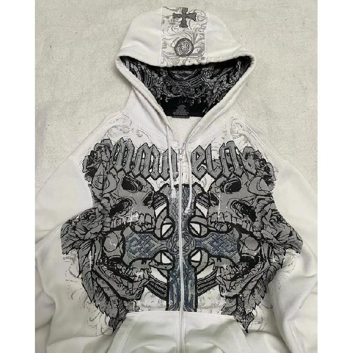 Sweat à capuche zippé tendance Hip Hop Y2K américain pour femme, décontracté Street, ample, Joker, Sweatshirt Vintage, Sweat à capuche chaud doublé polaire unisexe