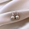 French Retro Grey Pearl Metal Earrings for Women - Stylish Korean Design