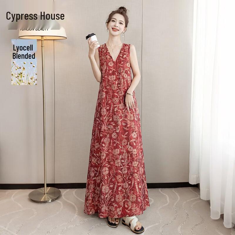 

Women s Tencel Linen V-Neck Vest Maxi Dress XL