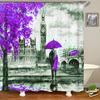 Nordic Style Landscape Paris Tower Fabric Shower Curtain Bathroom Curtains Waterproof Polyester Bath Screen with 12 Hooks