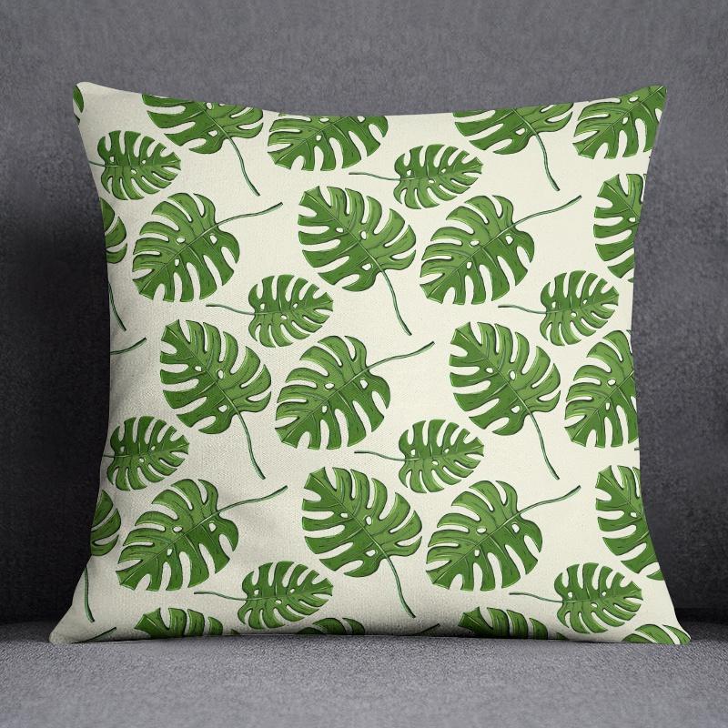Tropical Leaves Series Pillow Gift Home Office Decoration Pillow Bedroom Sofa Car Cushion Cover Pillow Case (45cm * 45cm)