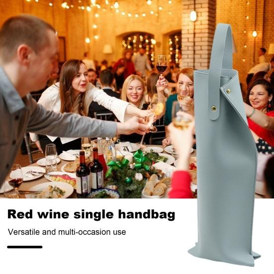 Wine Packaging Bag Fake Leather Wine Tote Carrier Stylish Wine Bottle Protective Bag with Handle for Party