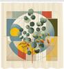 Eucalyptus Leaves Shower Curtain, Circular Branches In Classic Mid Century Modern Influences, Cloth Fabric Bathroom De