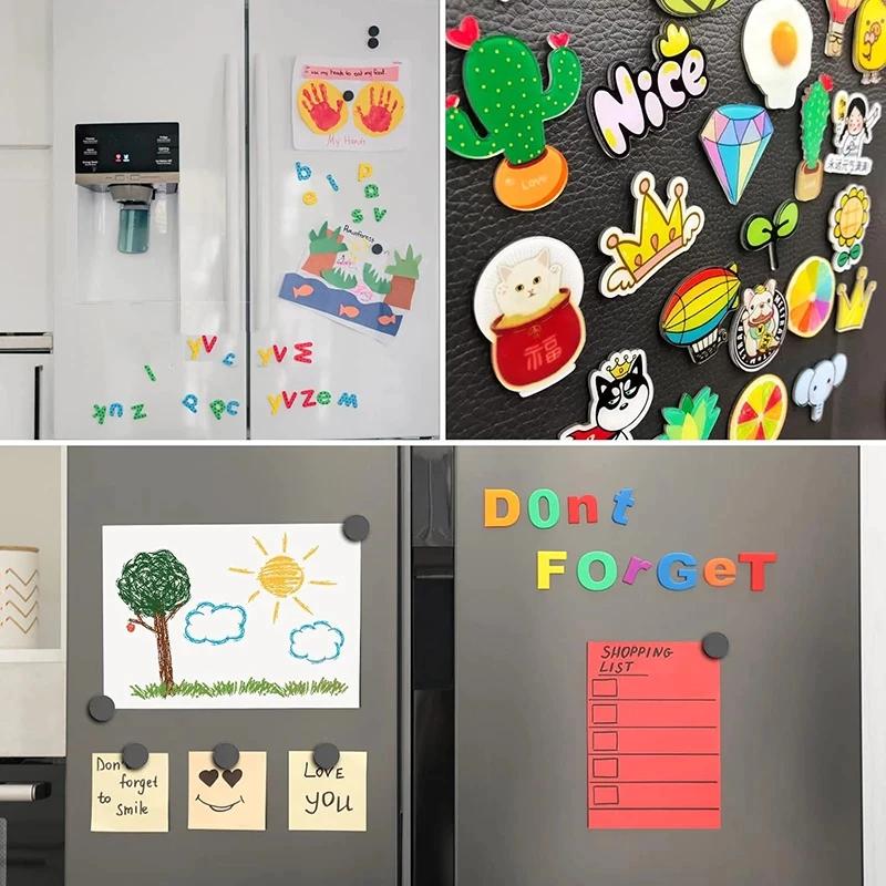 Self Adhesive Rubber Magnets 30/60 PCS Square Round Strong Magnetic for Business Card Making Exhibition Display Use