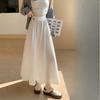 Women's Summer White High-Waisted A-Line Slimming Mid-Length Ruched Elegant Long Skirt