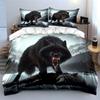 Black Wolf Roaring In Snowy Wilderness Duvet Cover Set With 3D Printing Design Soft Polyester Bedding Set All-Season Comfort