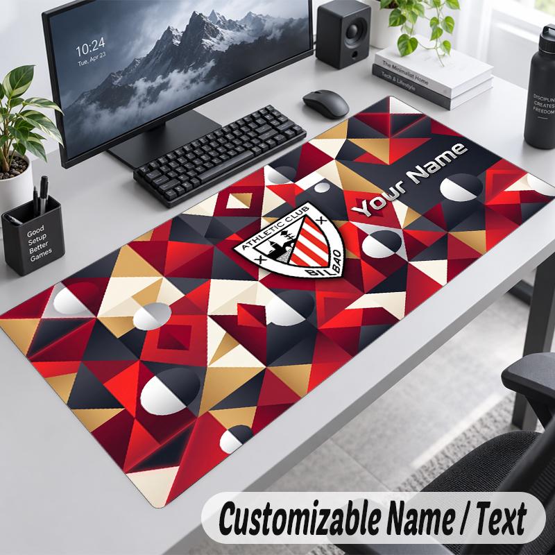 Custom Name Text Mouse Pad Athletic Bilbao FC Personalized Desk Pad For Work And Gaming