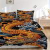 3pcs Koi Dragon Soft Comfortable Bedding set, For Bedroom, Guest Room And Dorm, All - Season Use, High-Definition Printing143