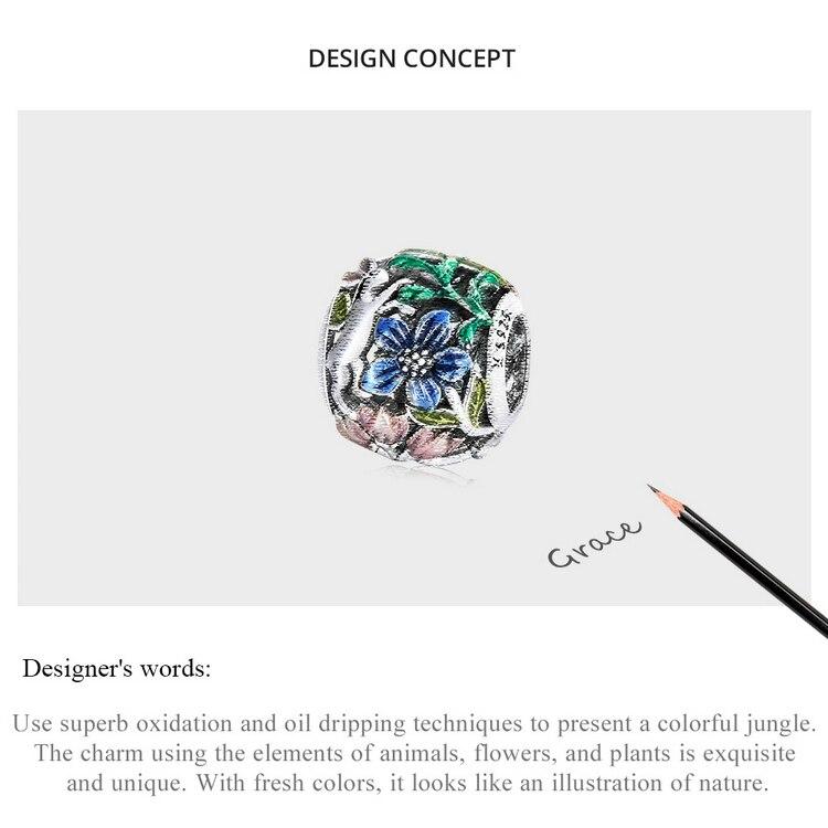 WOSTU 925 Sterling Silver Jungle Secret Rabbit Flower Charm Bead Pendant Fit Original Bracelet Necklace For Women Jewelry