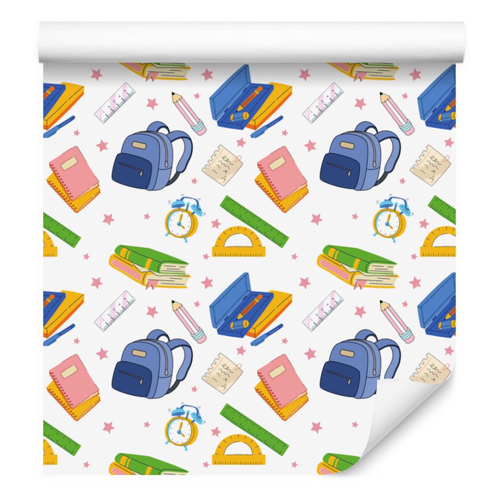 Back to School Wallpaper White and Blue for Living Room and Bedroom 50x1000