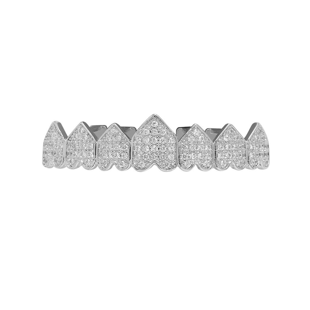 Heart-Shaped Copper Zircon Fangs: Punk Street Style Hip-Hop Braces