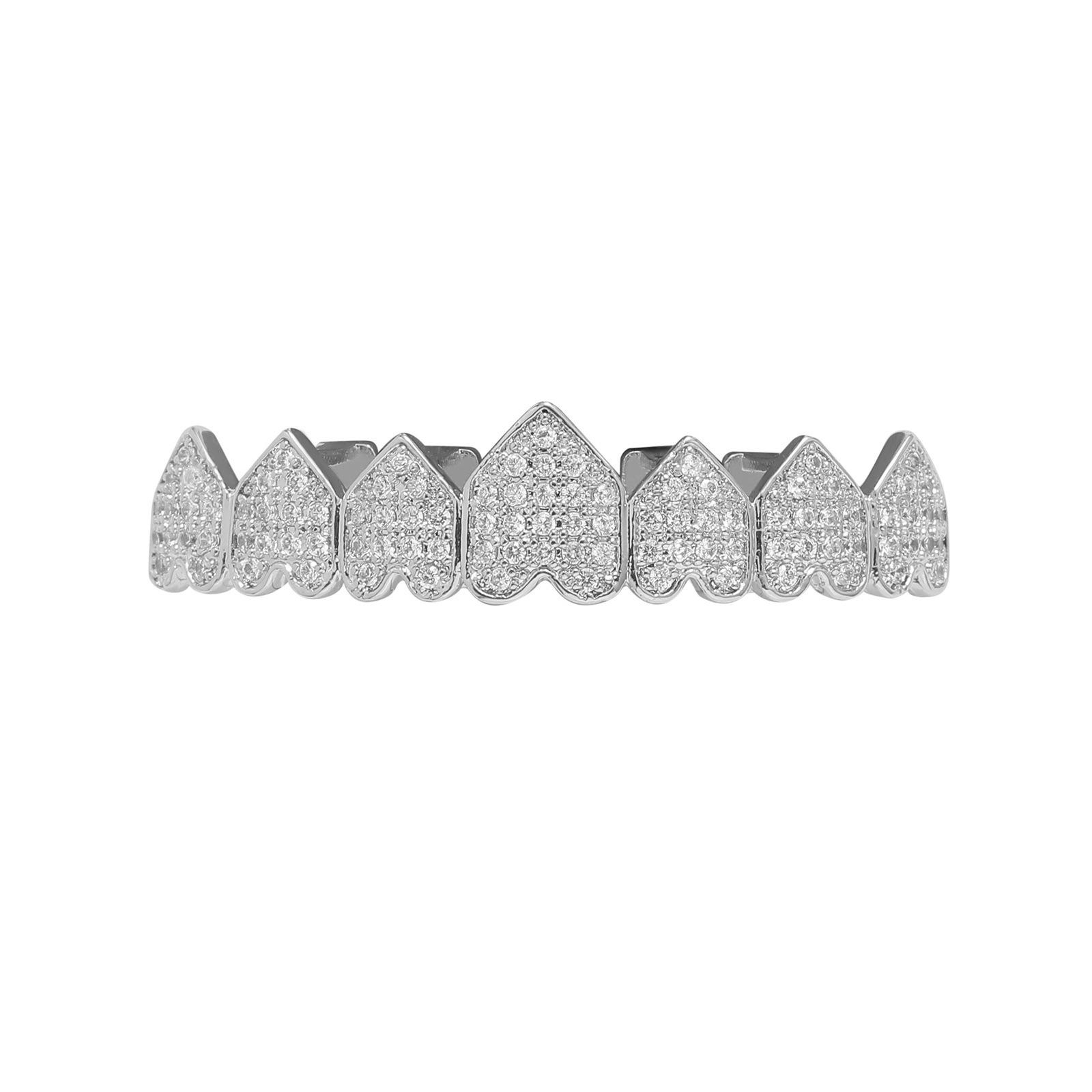 Heart-Shaped Copper Zircon Fangs: Punk Street Style Hip-Hop Braces