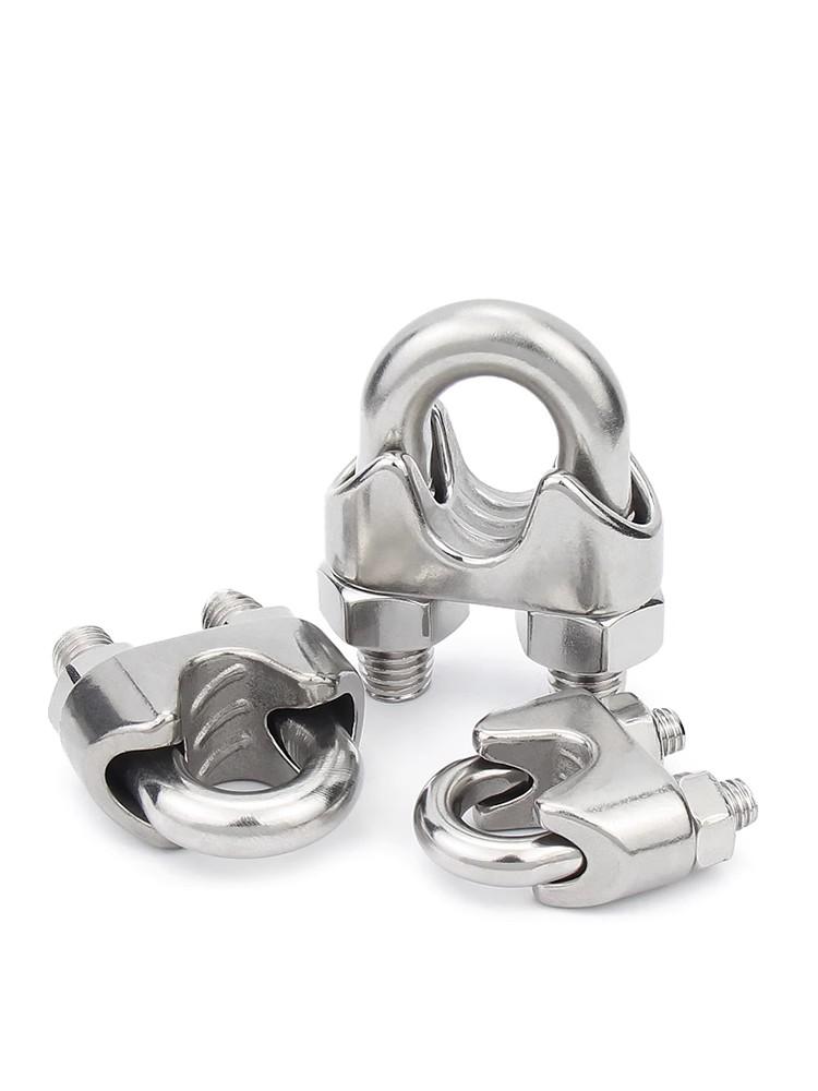 10 PCS Silver A2 Stainless Steel U-Bolt Type Wire Rope Clip M2 M3 M4 M5 M6 M8 M10 M12mm Clamp Bolt Household Hardware Working