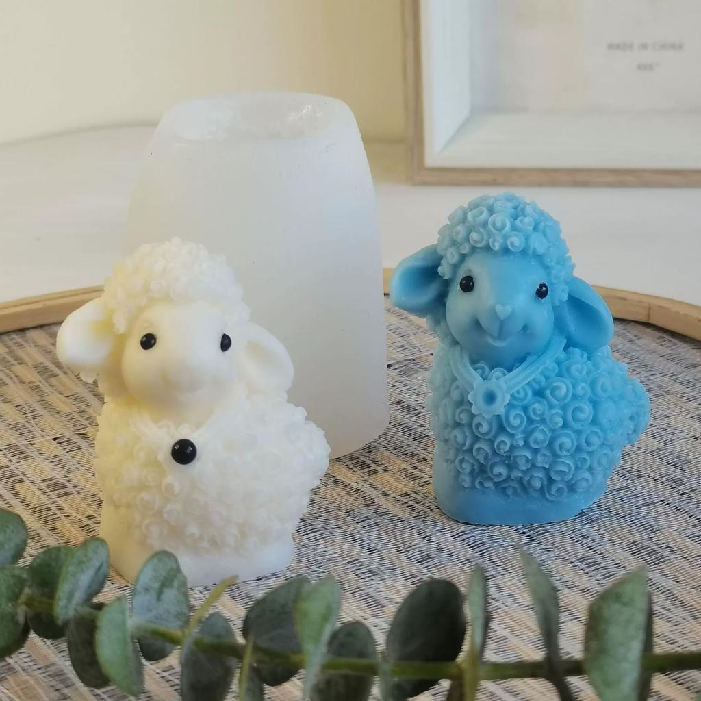 DIY Cartoon Sheep Silicone Candle Molds 3D Animal Candle Gypsum Resin Soap Mold Chocolate Candy Baking Tool Home Crafts Gift