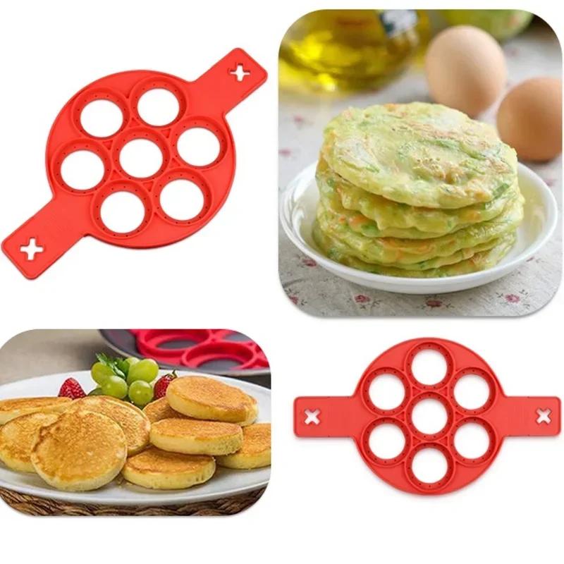 Silicone 7 hole Circular Frying Pan Breakfast Pancake Mold DIY Baking Tool