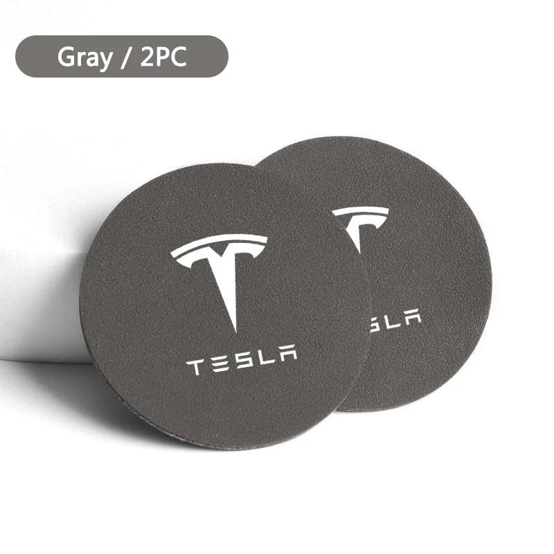 Car Sticker Tesla 2pcs Non-slip Car Logo Coaster Water Cup Pad For Tesla Model 3 Y S X 2017 2018 2019 2020 2021 2022 2023 Roadst